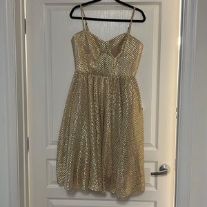 Dress the Population Gold dress